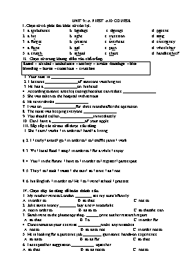 Bài tập môn Tiếng anh lớp 8 - Unit 9 A first aid course